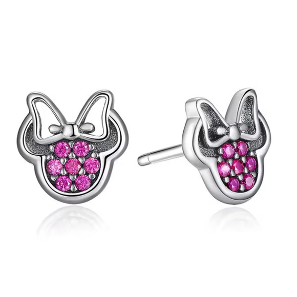 MINNIE ♡ PINK Crystal Stud Earrings With Gift Bag - Picture 2 of 7